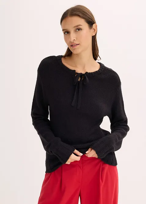 Grof gebreide trui met strik, bonprix