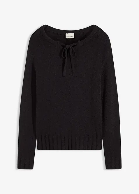 Grof gebreide trui met strik, bonprix