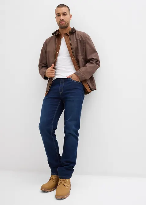 Regular fit thermo stretch jeans met comfortband en zachte voering van jersey, straight, bonprix