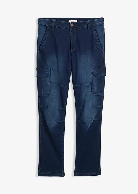Thermo regular fit cargo jeans met comfortband en flanellen voering, straight, bonprix