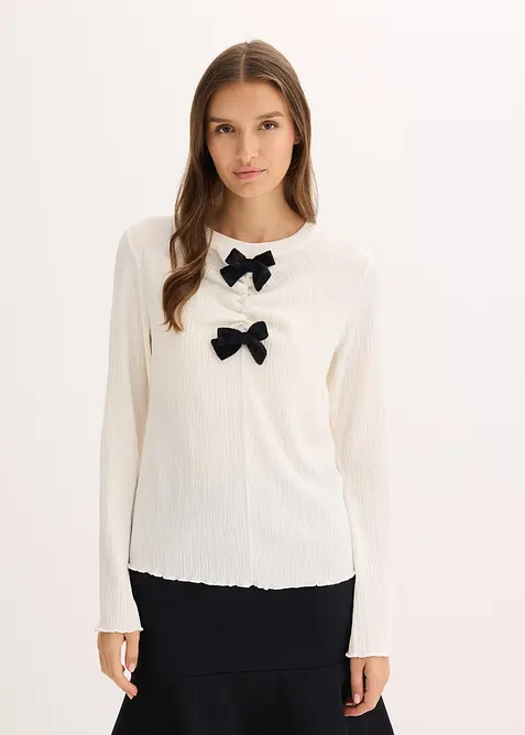 Longsleeve van gestructureerde crêpe, bonprix