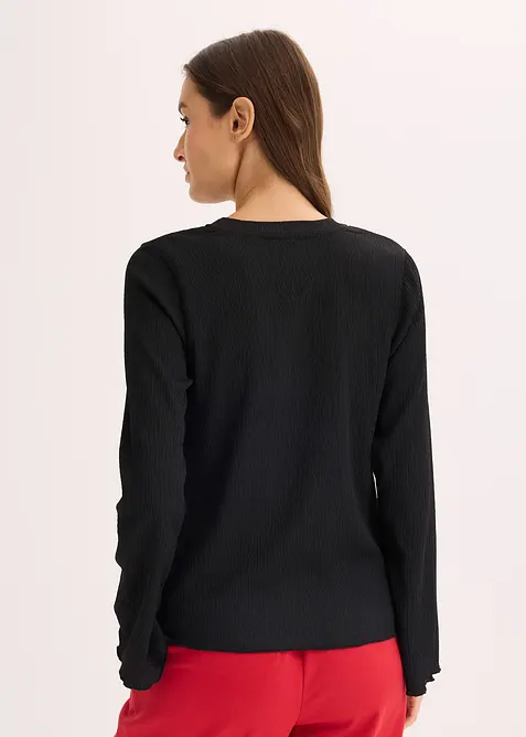 Longsleeve van gestructureerde crêpe, bonprix