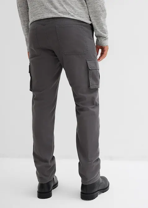 Relaxed fit thermo cargo broek met comfortband en voering van flanel, straight, bonprix