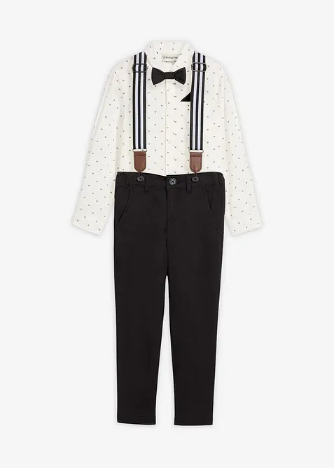 Overhemd, stretch broek, bretels en vlinderstrik (4-dlg. set), bonprix