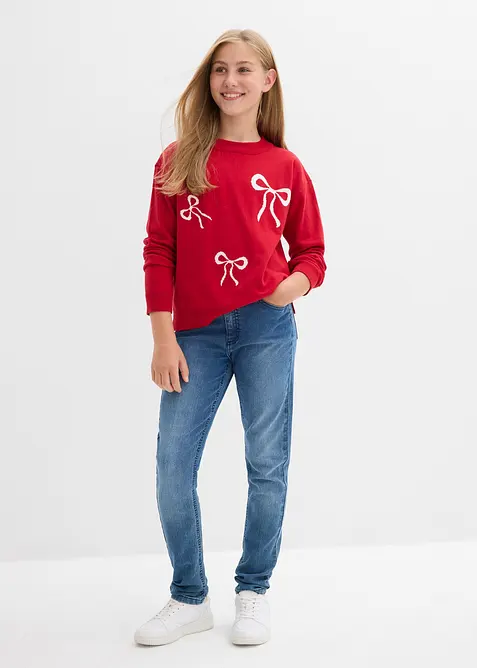 Fijngebreide trui met strik, bonprix