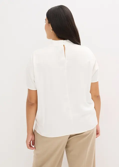 Elegante blouse met korte mouwen van glanzend satijn, bonprix
