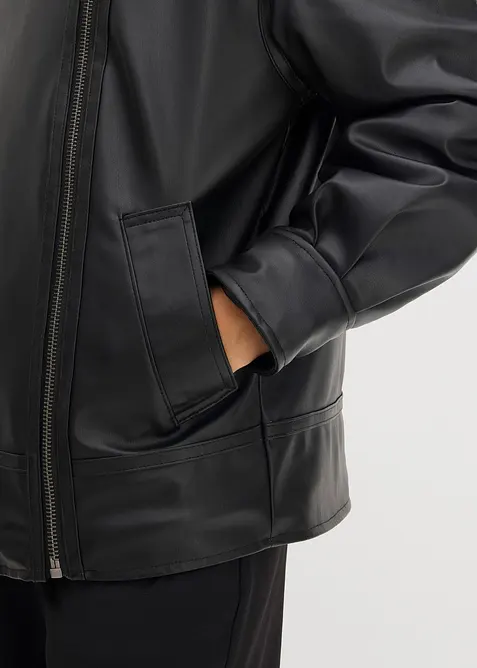 Imitatieleren jas met imitatiebont in luipaardprint, bonprix