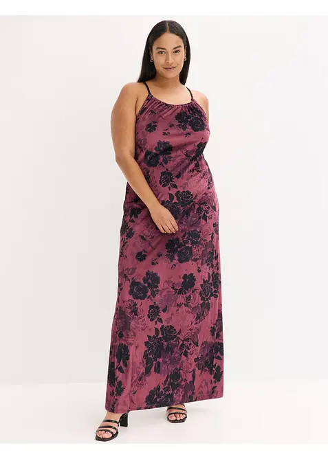 Maxi jurk van glanzend fluweel, bonprix