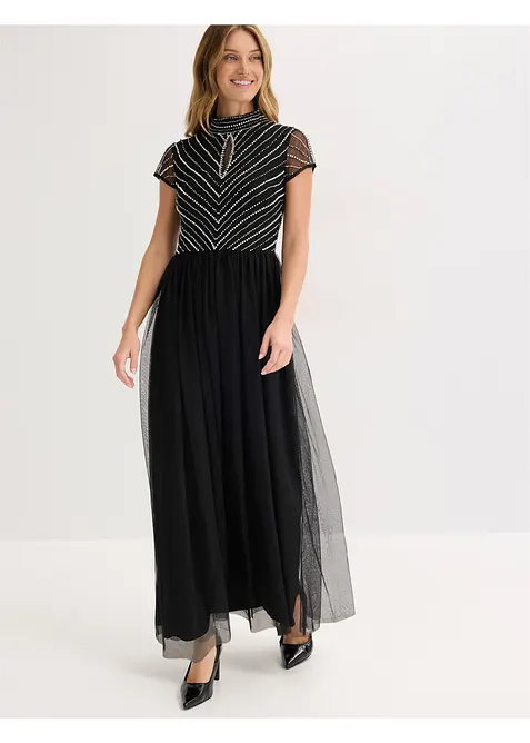 Maxi jurk met parelborduursel, bonprix
