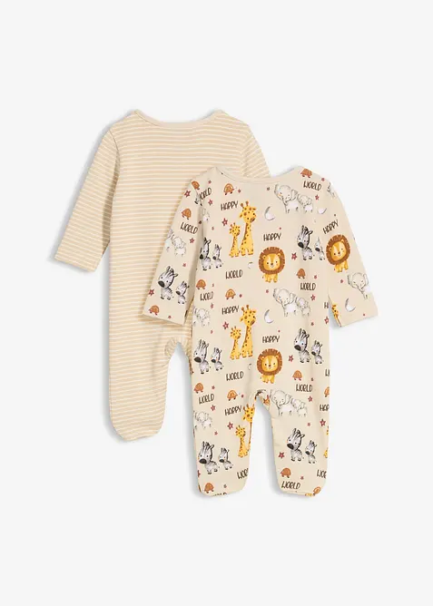 Baby pyjama onesie (set van 2) van biologisch katoen, bonprix