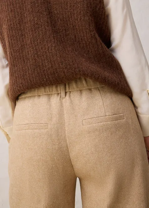 Wollen broek met visgraatpatroon, bonprix