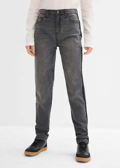 Meisjes thermojeans met jersey voering, mid waist, bonprix