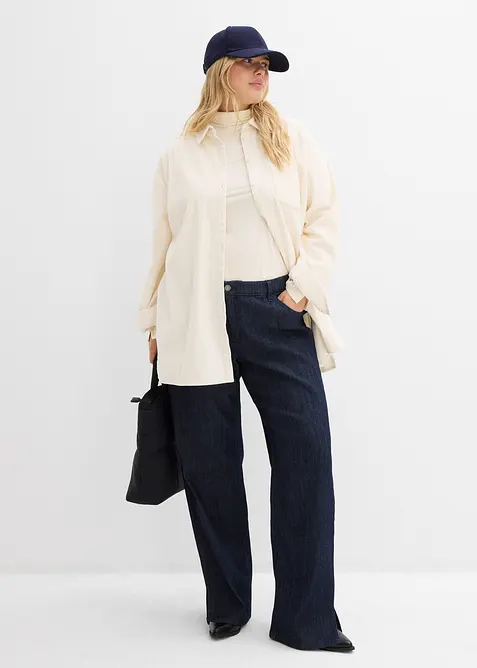 Wide leg jeans met comfortband, high waist, bonprix