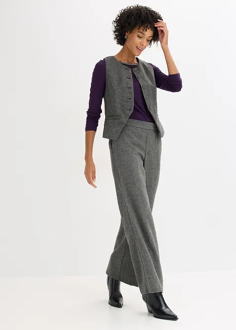 Shirt met mesh inzet en glittersteentjes, bonprix