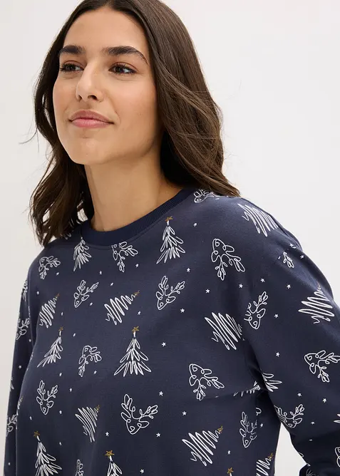 Pyjama van katoen met een glanzend dessin, bonprix