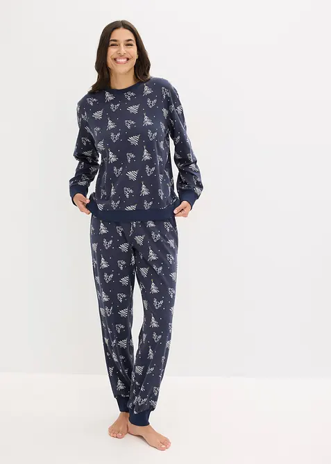 Pyjama van katoen met een glanzend dessin, bonprix