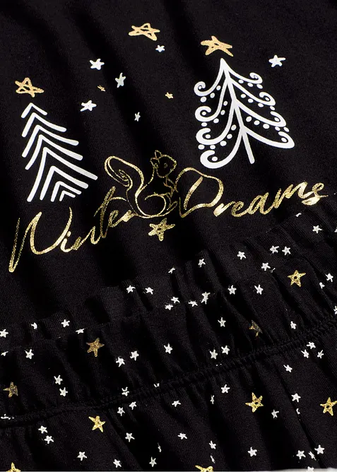 Pyjama van puur katoen met glitterprint, bonprix