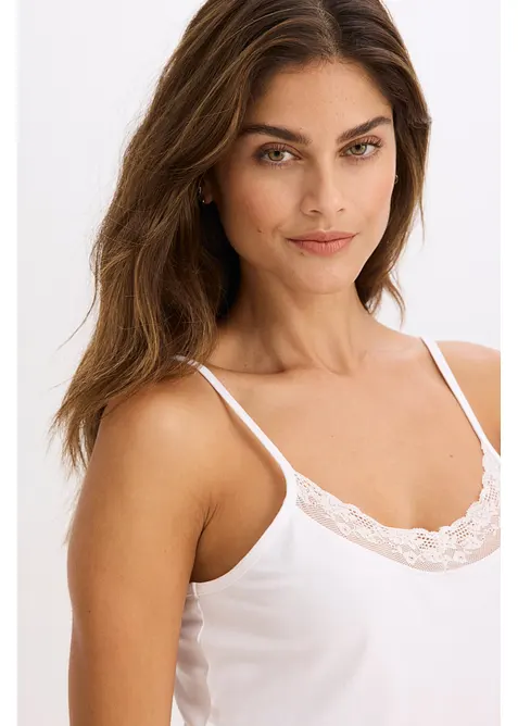 Hemd met biologisch katoen en kant (set van 2), bonprix