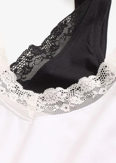 Hemd met biologisch katoen en kant (set van 2), bonprix