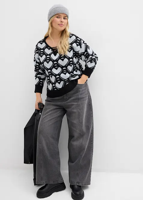 Fijngebreide jacquard trui, bonprix