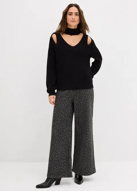 Grof gebreide trui met cut-outs, bonprix