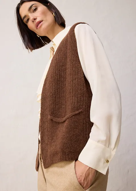 Grof gebreid vest met alpacawol, bonprix