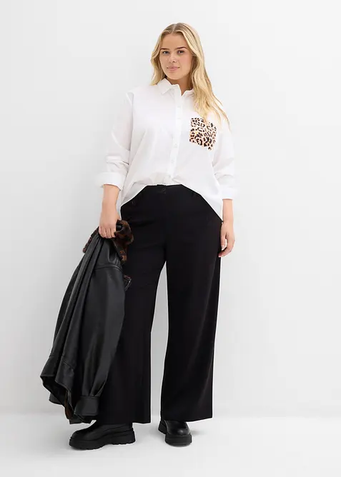 Oversized overhemd met borstzak in contrastkleur, bonprix