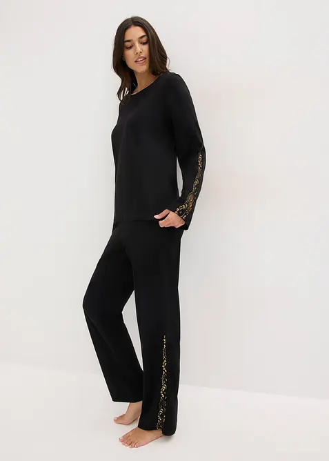 Pyjama met delicate glitterkant, bonprix