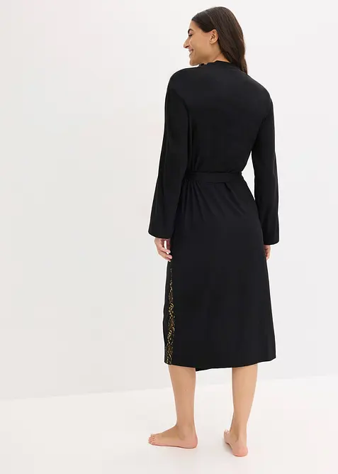 Kimono badjas met delicate glitterkant, bonprix