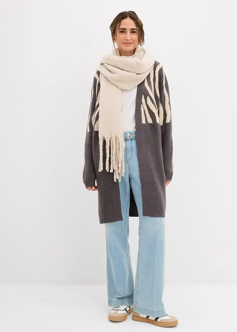 Lang gebreid vest met zebraprint, bonprix