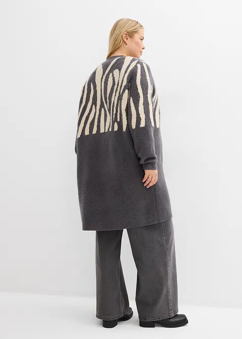 Lang gebreid vest met zebraprint, bonprix