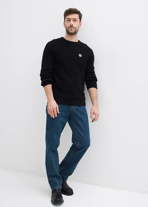 Trui met ronde hals van een zachte katoenmix, bonprix