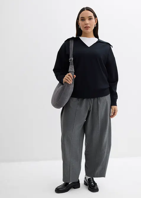 Sweater met een brede kraag in een viscosemix, bonprix