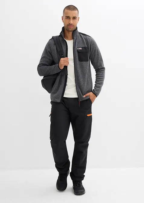 Gebreid fleece vest met praktische zakken en sportieve details, bonprix