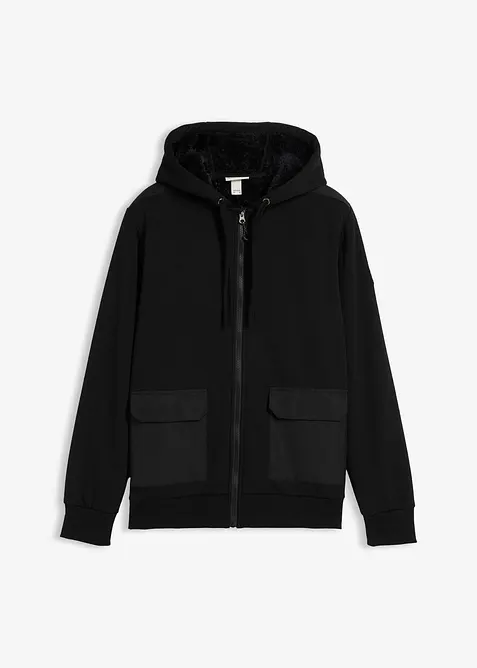 Sweatvest met capuchon en teddy voering, bonprix