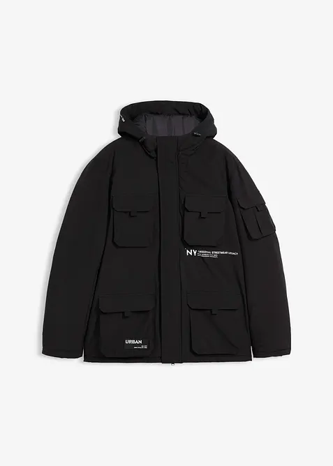 Winterjas met capuchon en veel praktische zakken, bonprix