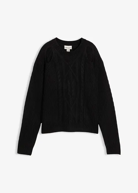 Grof gebreide trui met kabelpatroon, bonprix