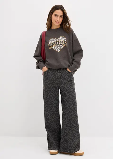 Oversized sweater van katoenmix, bonprix