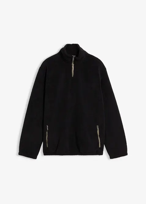 Teddy fleece trui met praktische zakken met ritssluiting, bonprix