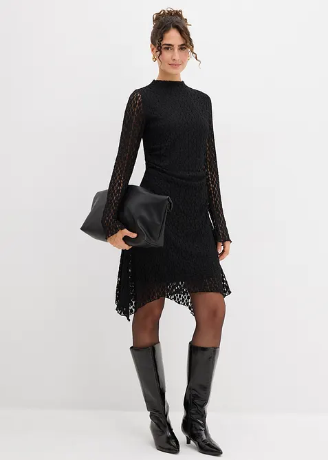 Kanten jurk met puntige onderrand, bonprix