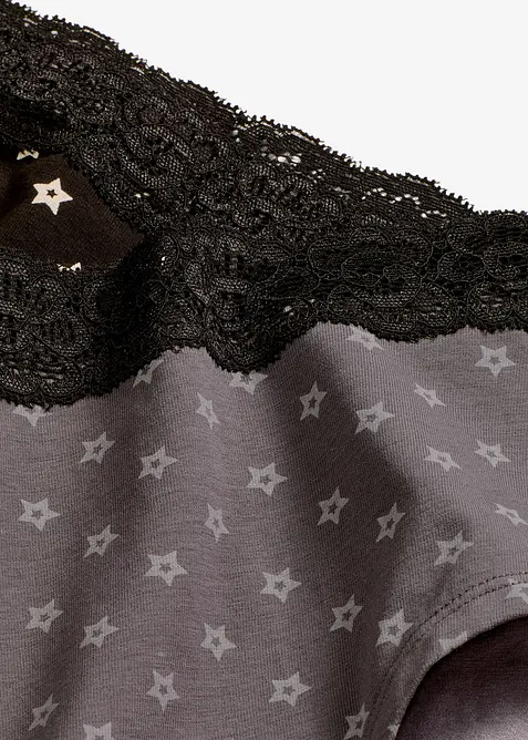 Maxi hipster (set van 4) met kant en biologisch katoen, bonprix