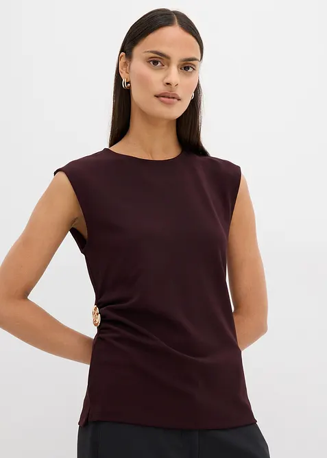 Top van crêpe met decoratieve gesp, bonprix