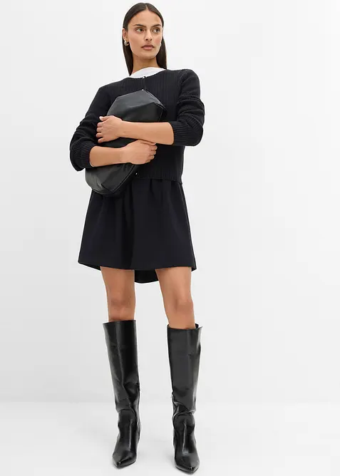 Bandplooirok in een licht glanzende viscosemix, bonprix