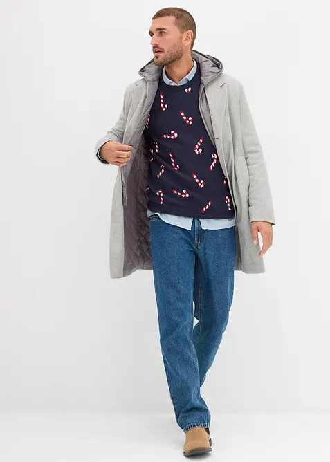 Fijngebreide kersttrui in een zachte katoenmix, bonprix