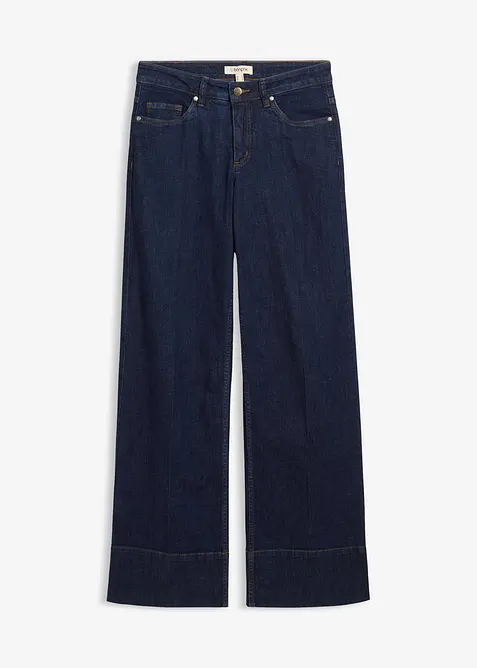 Wide leg jeans met biologisch katoen, mid waist, bonprix
