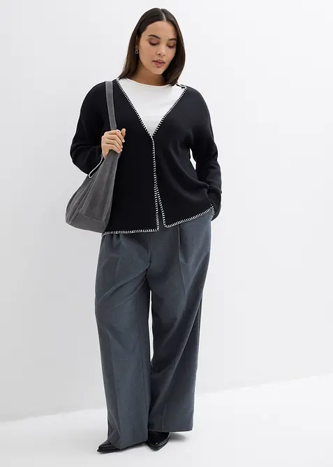 Gebreide vest van wolmix met contrasterende details, bonprix