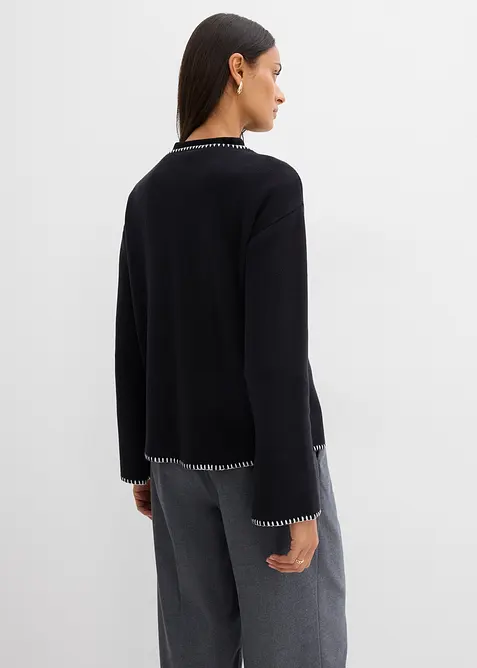 Gebreide vest van wolmix met contrasterende details, bonprix