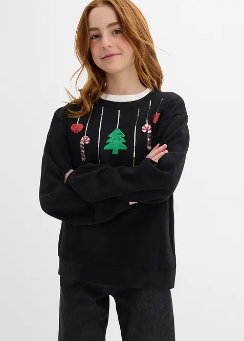 Sweater met een kerstmotief van biologisch katoen, bonprix