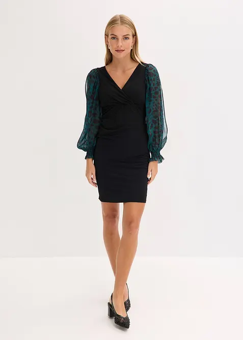 Aansluitende mini-jurk met cut-outs aan de mouwen, bonprix