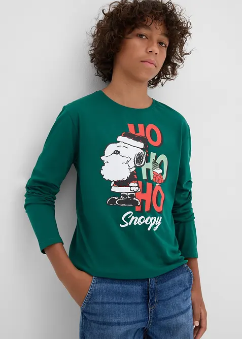 Longsleeve Snoopy van katoen met een kerstmotief, Peanuts